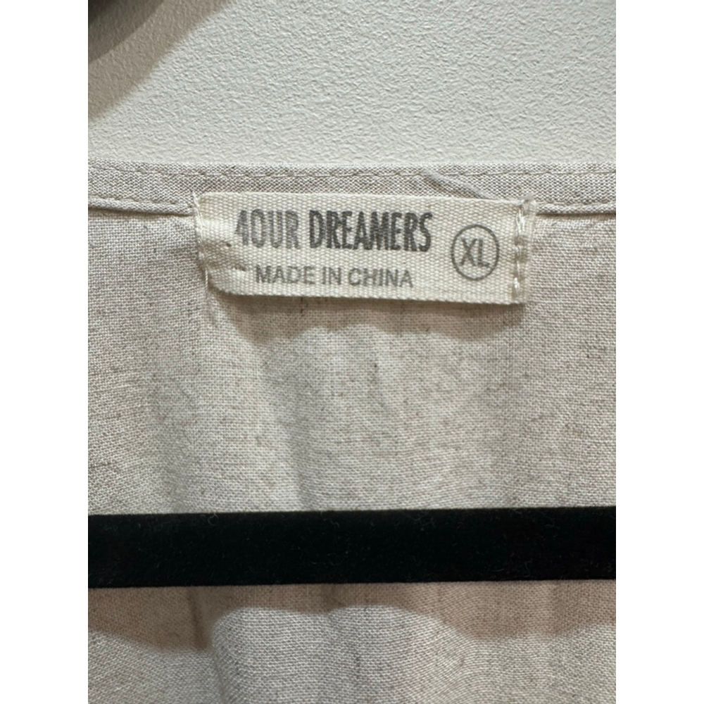 4OUR DREAMERS Beige Linen Wrap Crop Top XL Minimalist Boho Cottage Beach - Picture 3 of 10